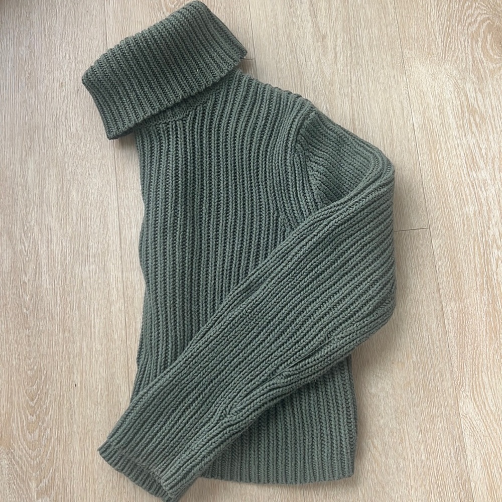 LA Hearts Cropped Turtle Neck Forrest Green Sweater